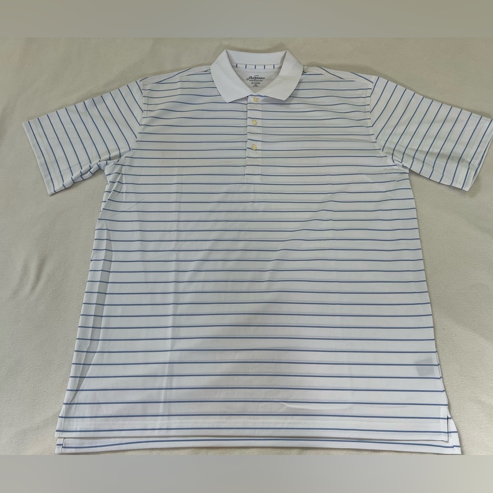 VTG Jack Nicklaus Short Sleeve Golf Performance Polo Shirt Men's White Blue XL